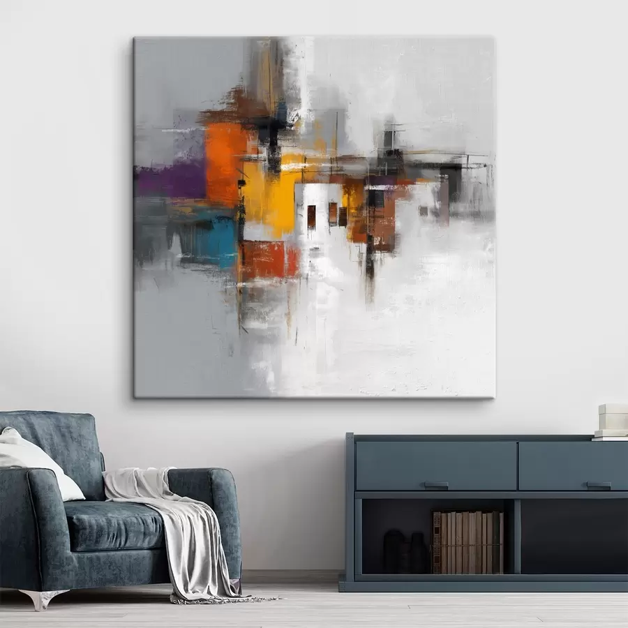  Peintures Abstraction colorée avec motifs géométriques s45239