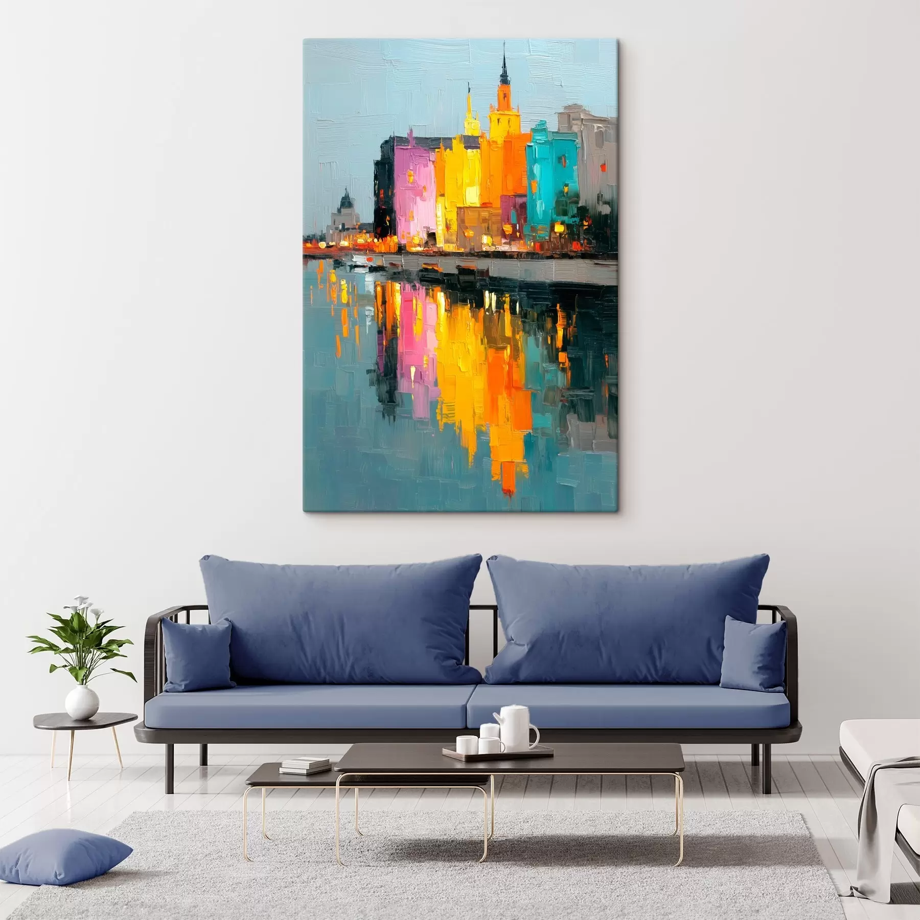  Peintures Lumières de la ville : paysage vibrant dans un style empâté s45242
