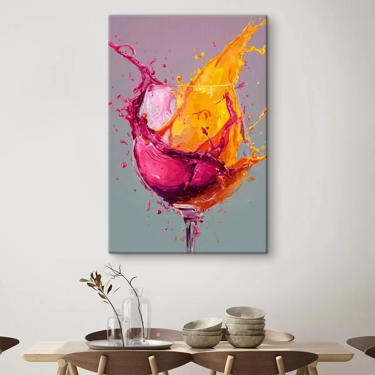  Peintures Éclaboussures de couleurs : abstraction dynamique dans un verre s45244