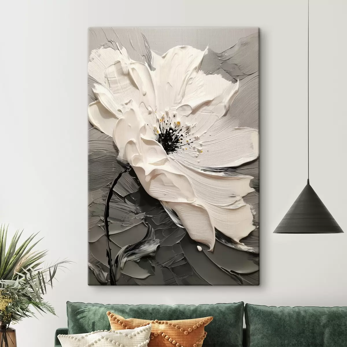  Schilderijen Elegante bloei: modern schilderij met reliëfstructuur s45246