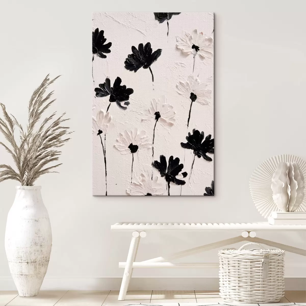  Peintures Fleurs volumétriques : composition d'empâtements dans des tons monochromes s45247