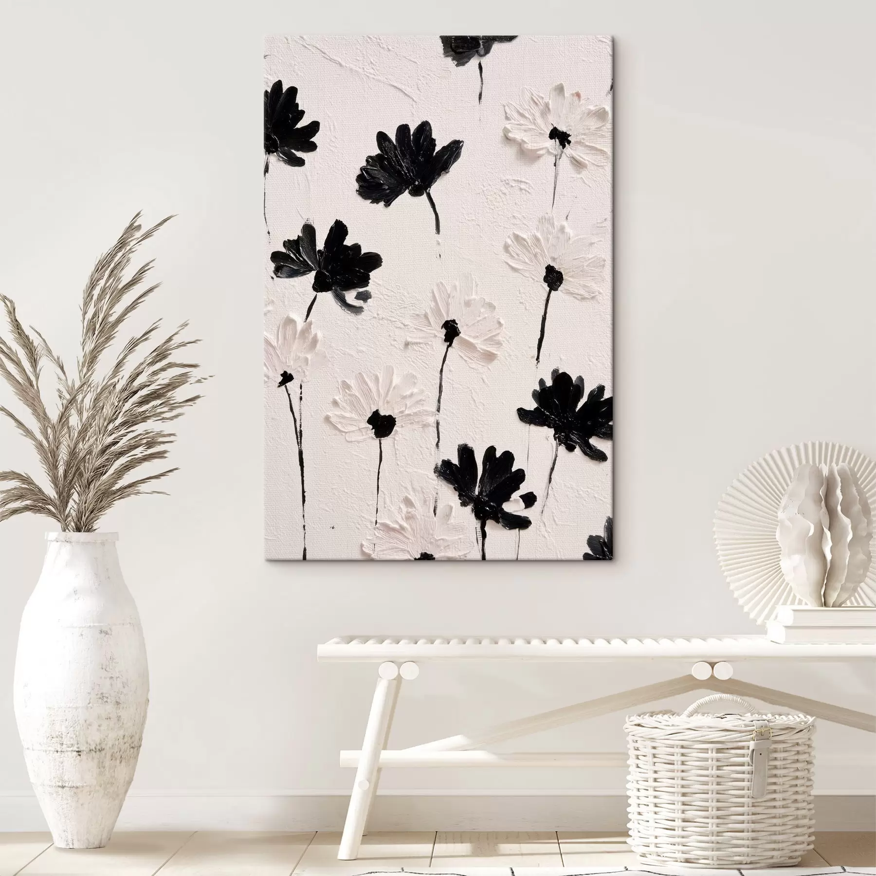  Peintures Fleurs volumétriques : composition d'empâtements dans des tons monochromes s45247