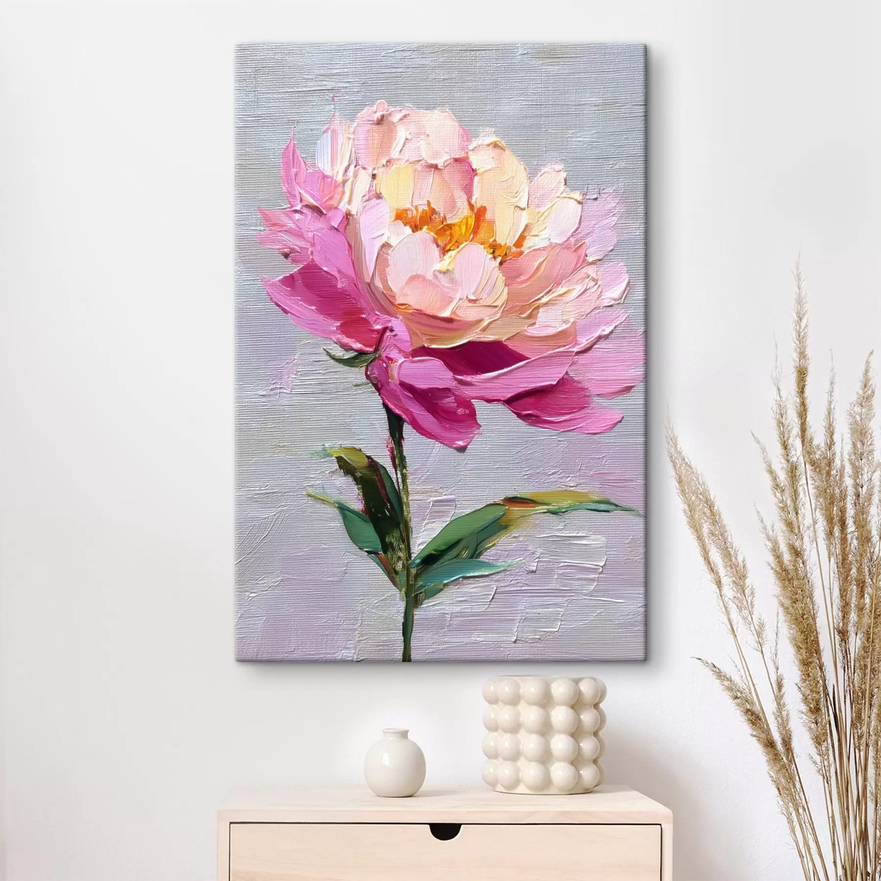  Peintures Pivoine d'art : composition vibrante dans un style volumétrique s45248