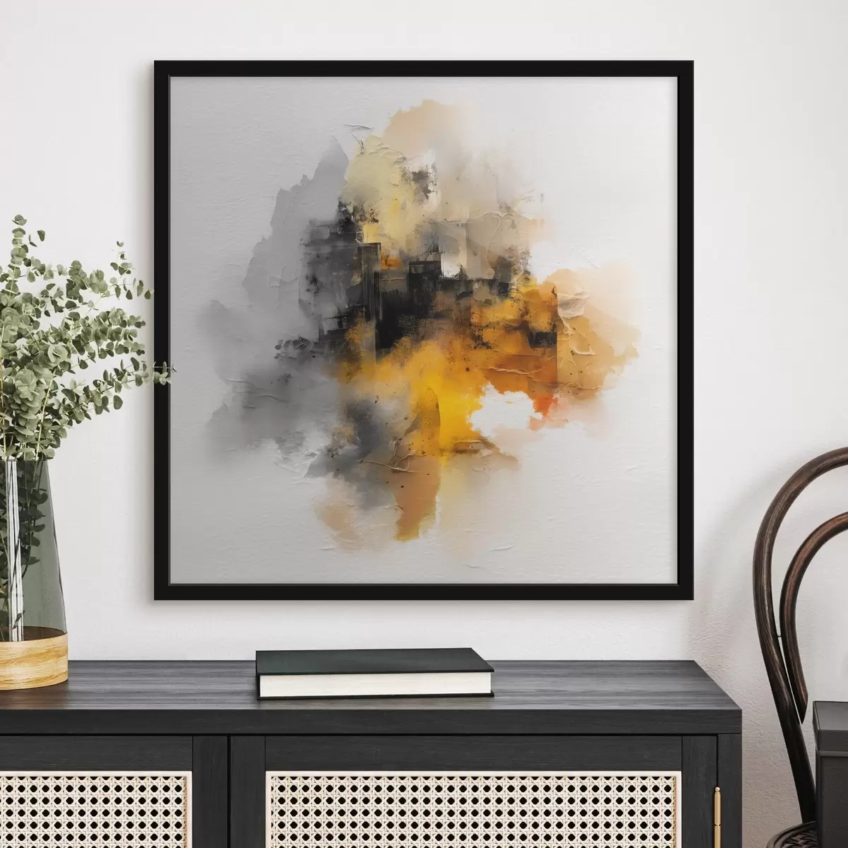 Affiche Composition abstraite dans les tons orange et gris avec texture f45238