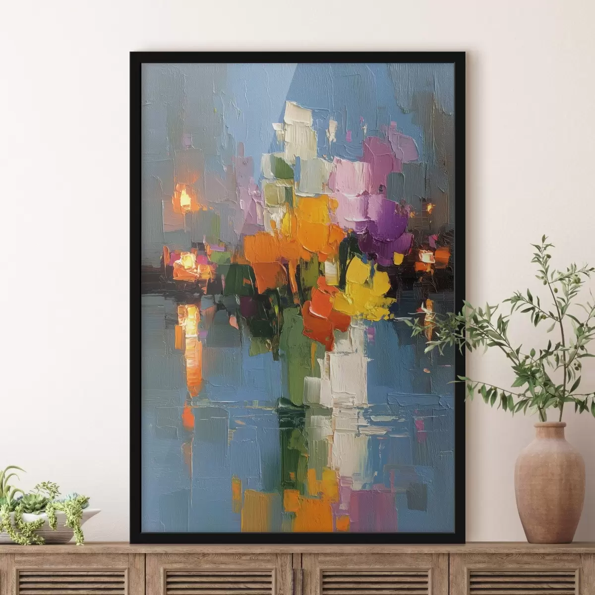 Affiche Abstraction urbaine : réflexion de la lumière dans l'eau f45243