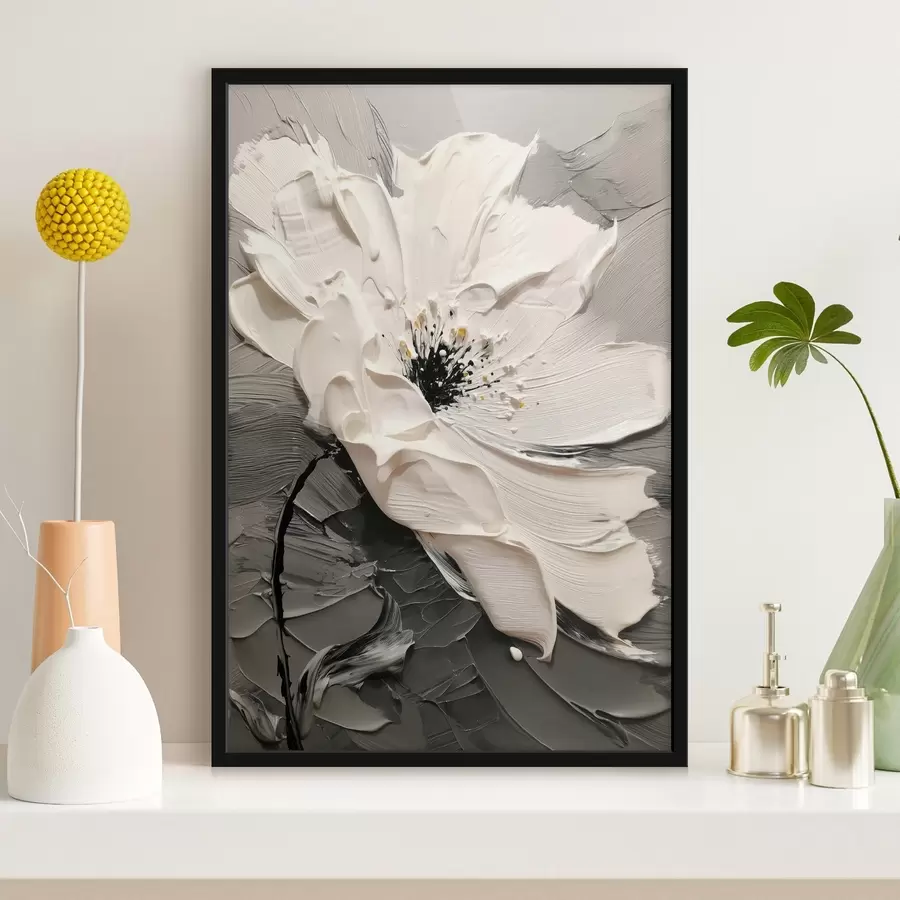 Fotobehang Elegante bloei: modern schilderij met reliëfstructuur f45246