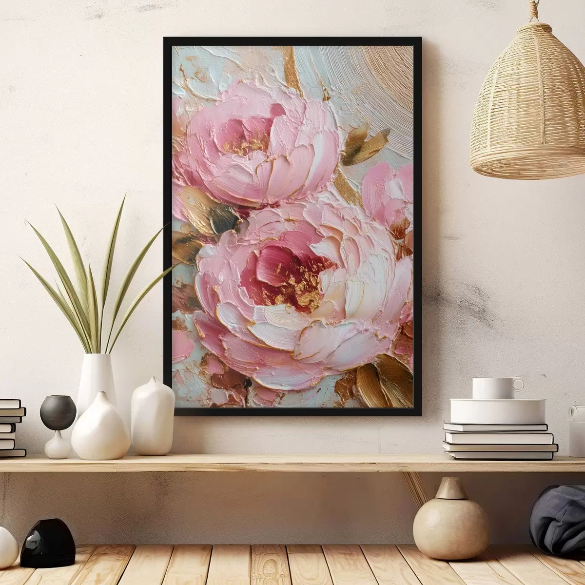 Poster Volumetrische bloemblaadjes: impasto kunst met levendige textuur f45251