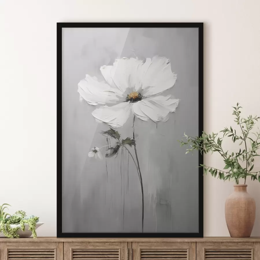 Fotobehang Monochrome bloem in volumetrische stijl f45253