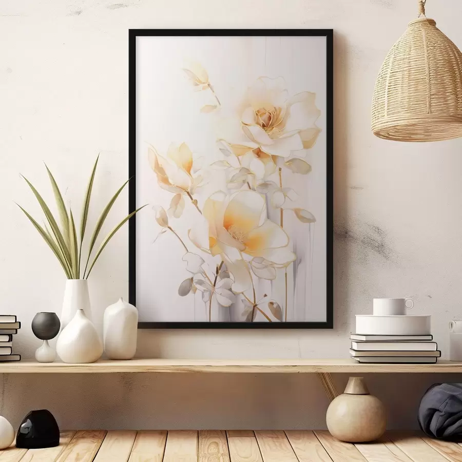 Fotobehang Lichte bloemen: moderne kunst met zachte tinten f45258