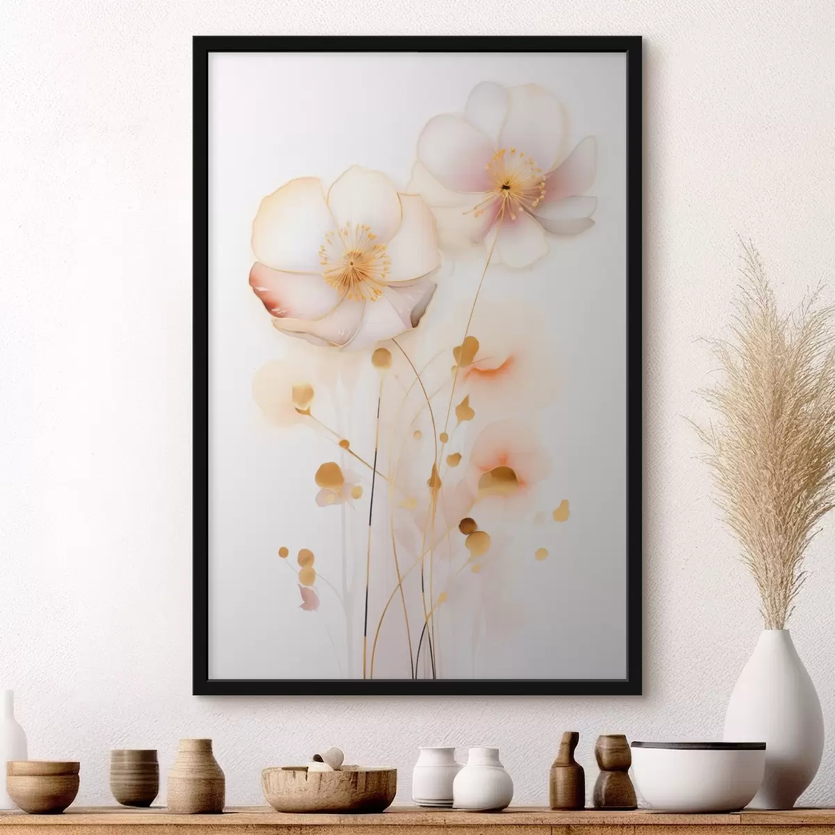 Poster Roze bloemen in een lichte stijl f45259