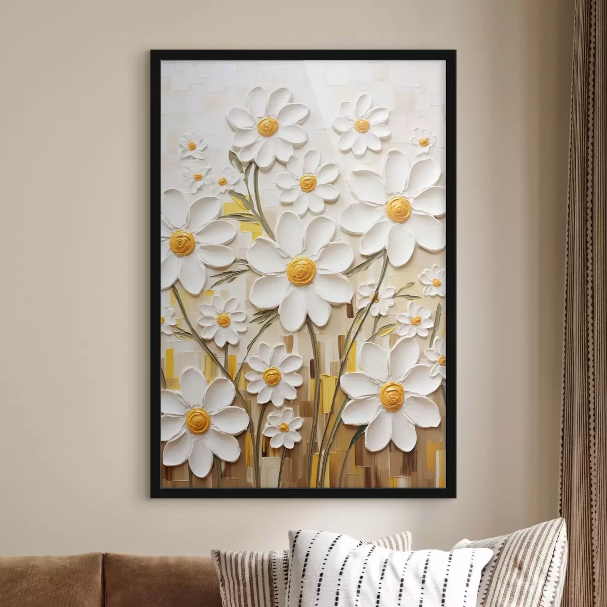 Poster Bloemcompositie in volumetrische stijl met accenten f45267