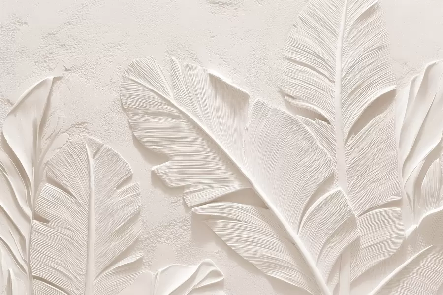 Papier peint photo Feuilles en relief dans des tons chauds beige-sable w09307v1