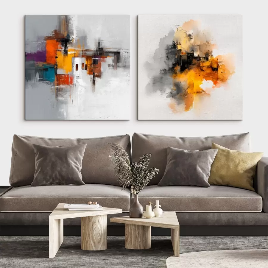  Peintures Ville expressive : composition artistique avec des couleurs contrastées m00566