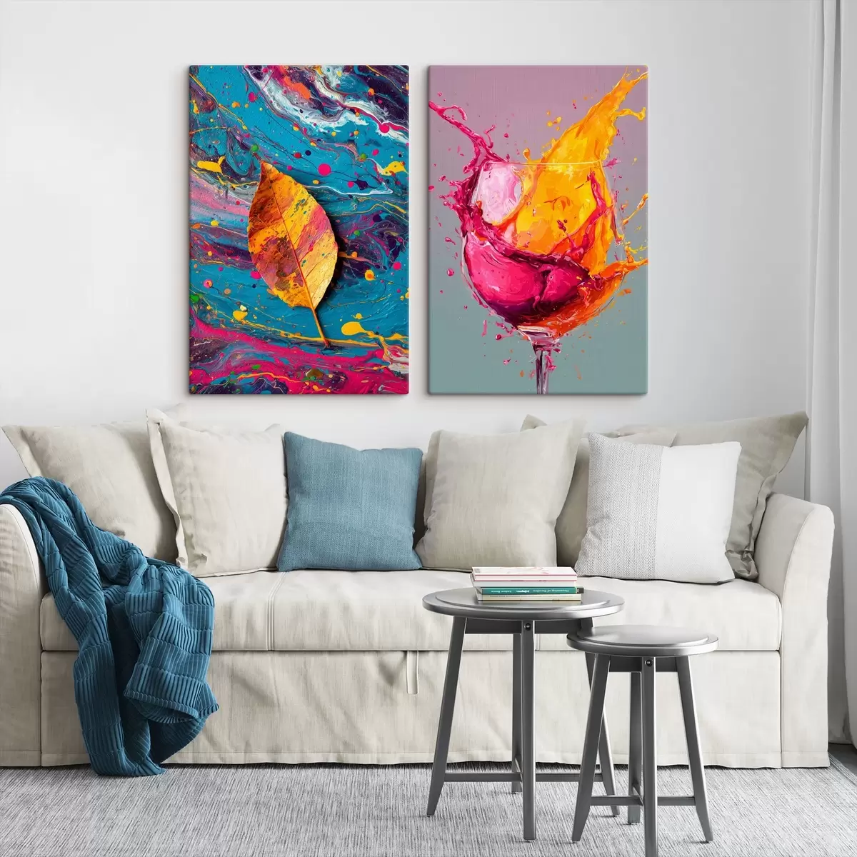  Peintures Abstraction expressive avec des éléments de la nature et des boissons m00570