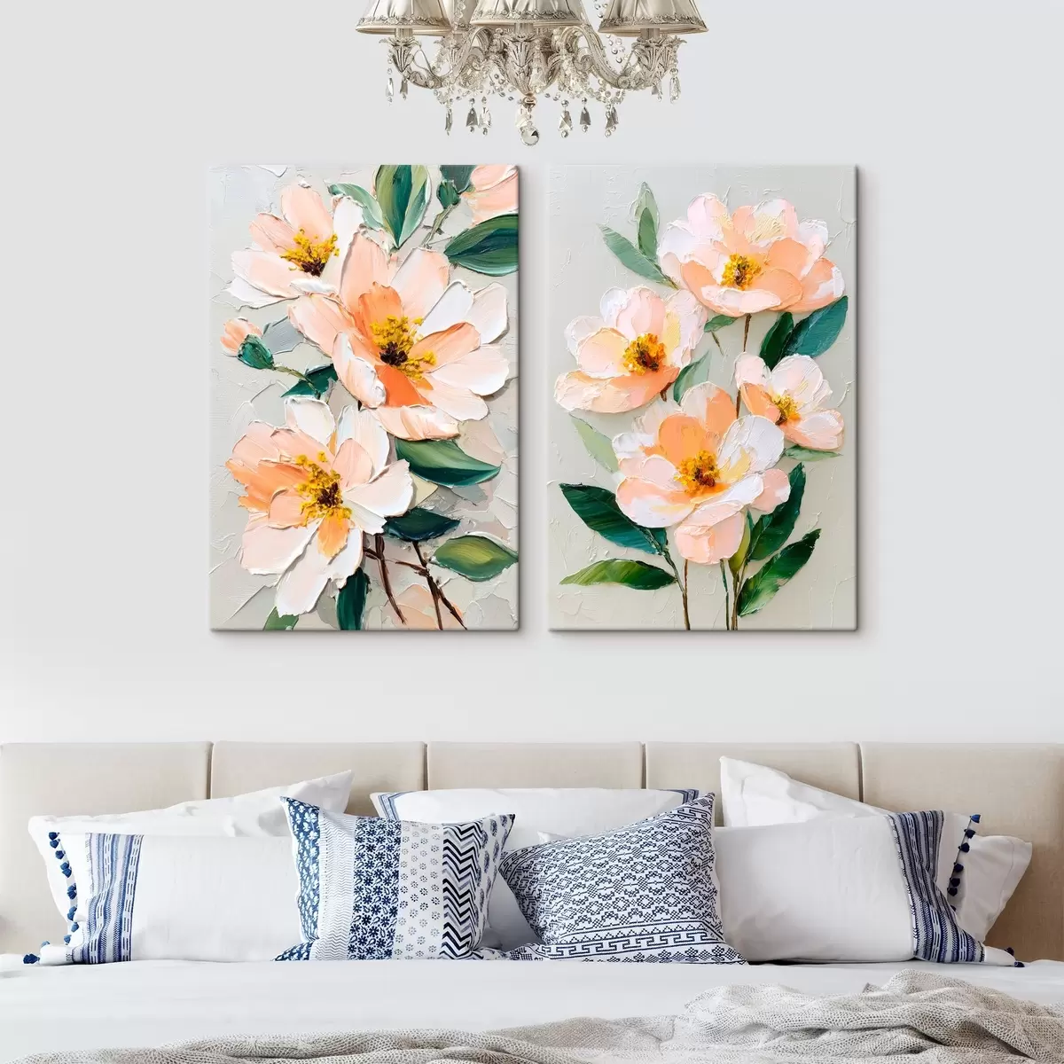  Peintures Peinture à l'emporte-pièce combinant un grand bouquet et des fleurs individuelles m00579