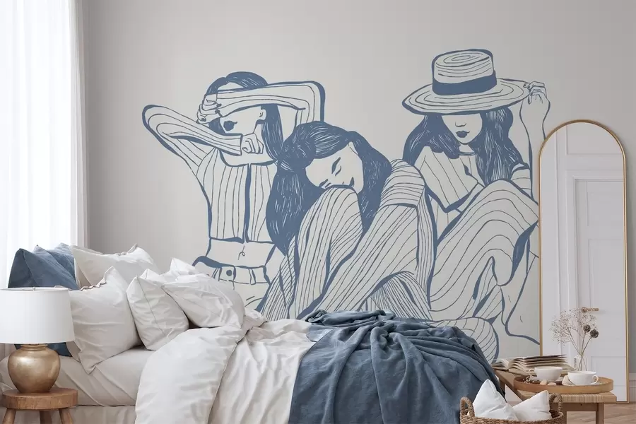 Fotobehang Meisjes blauwtinten w04384v1