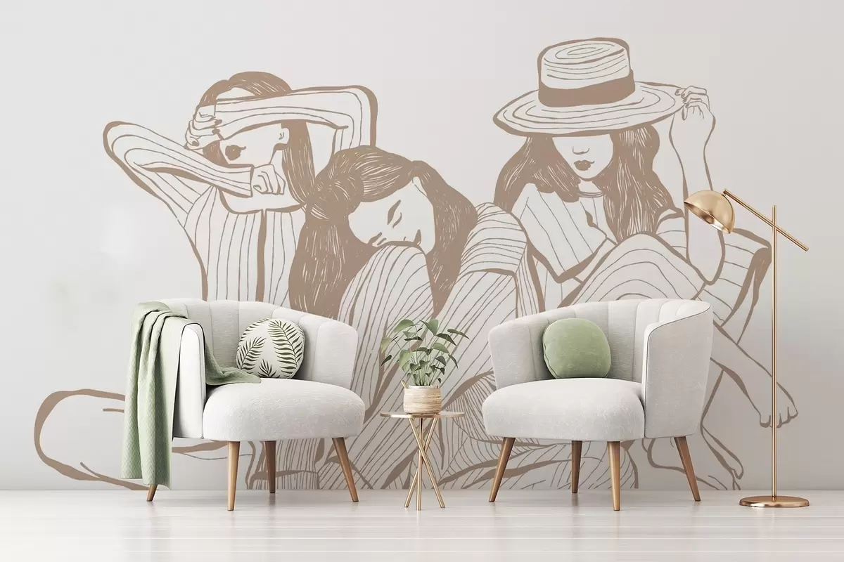 Fotobehang Beigetinten meisjes w04384v2