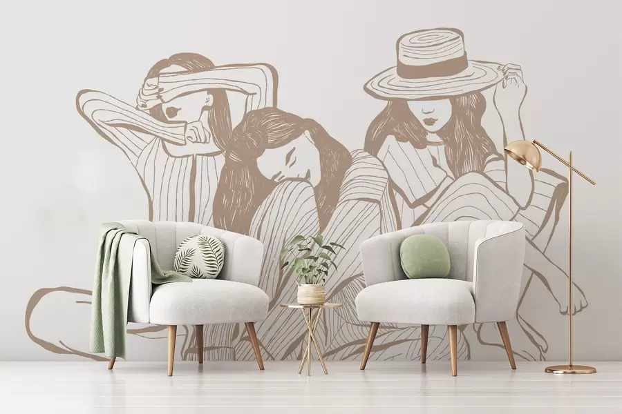 Fotobehang Beigetinten meisjes w04384v2