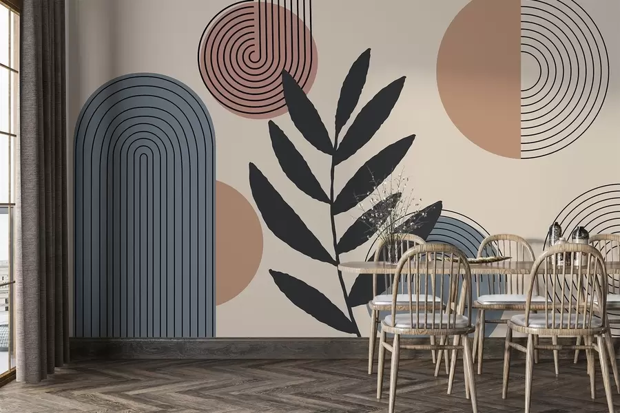Fotobehang Geometrische bladeren w04385