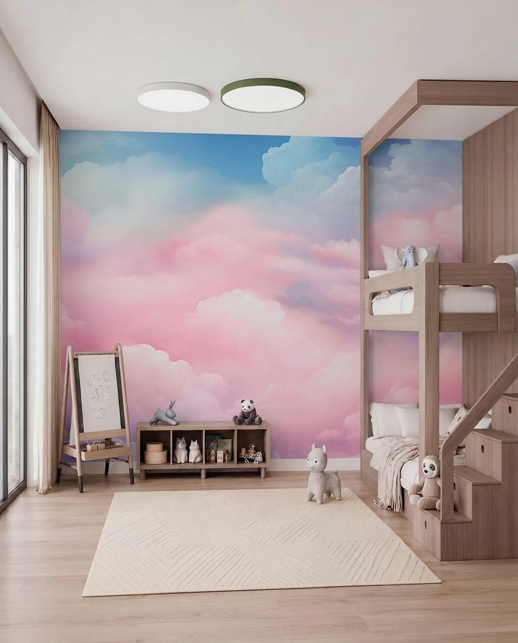 Papier peint photo Nuages rose bonbon w04387