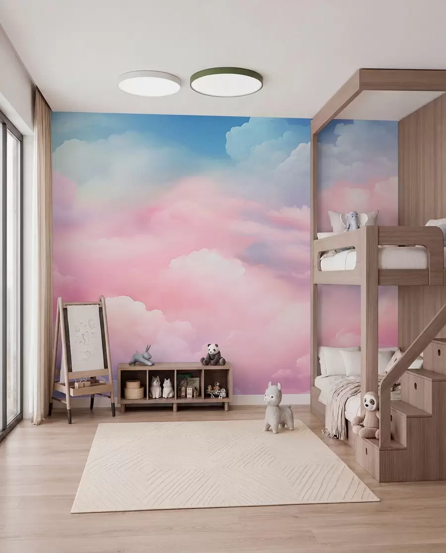 Fotobehang Wolken in snoeproze w04387