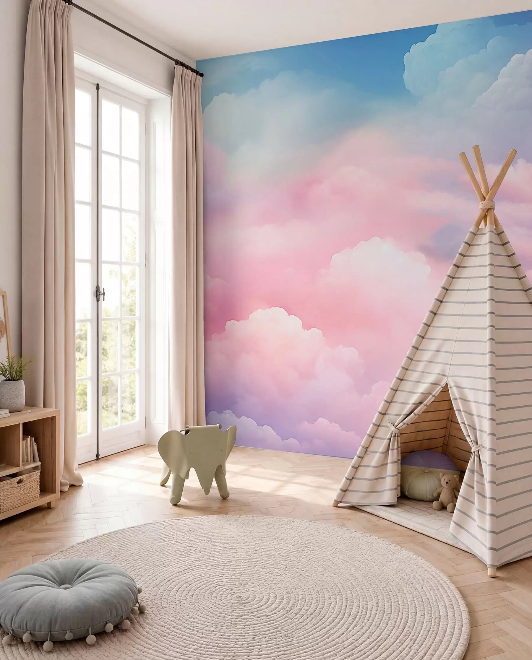 Fotobehang Wolken in snoeproze w04387