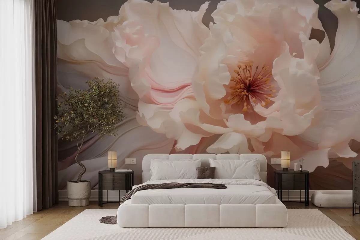 Fotobehang Abstracte bloem in zachte pasteltinten w04346