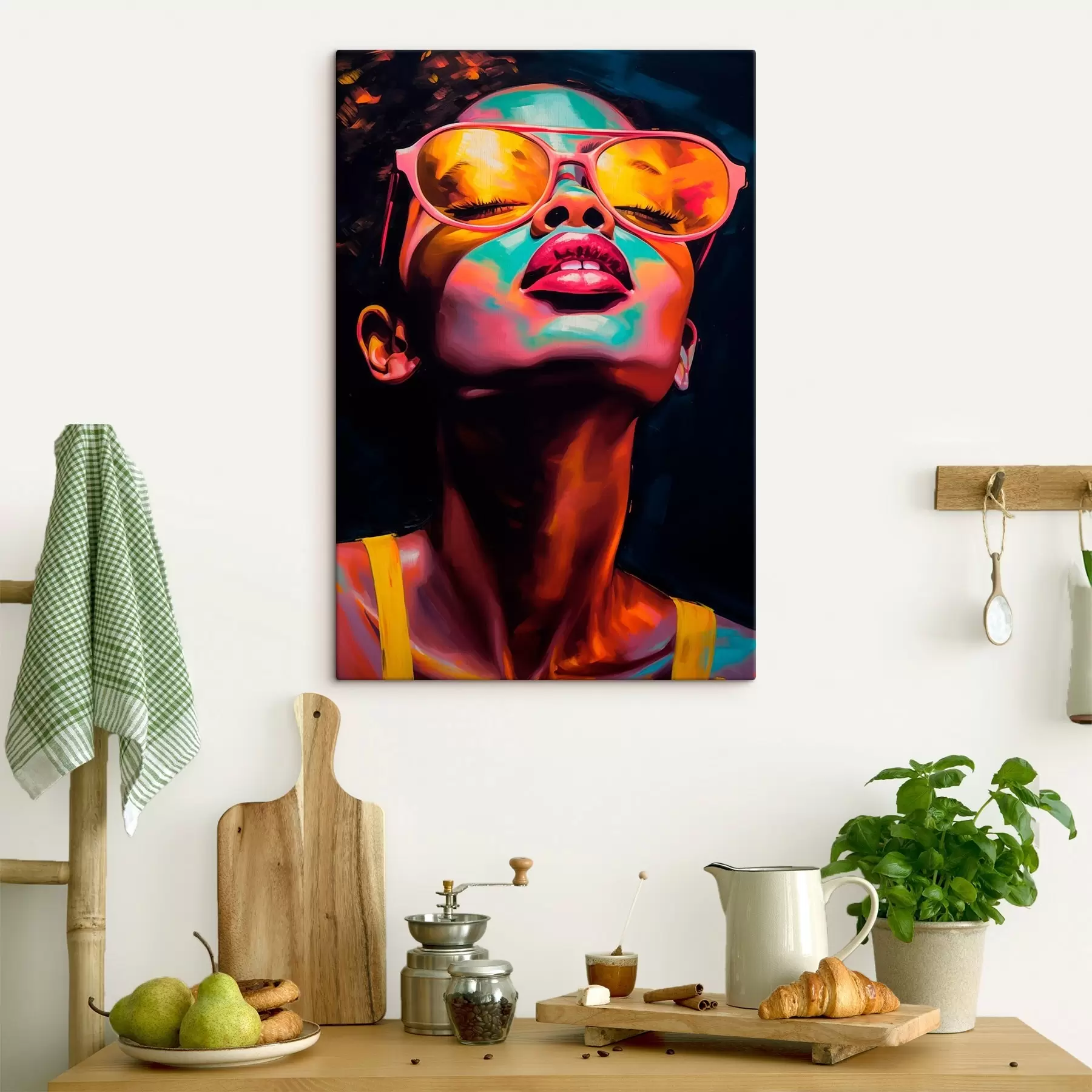  Peintures Femme portant des lunettes jaunes s45311