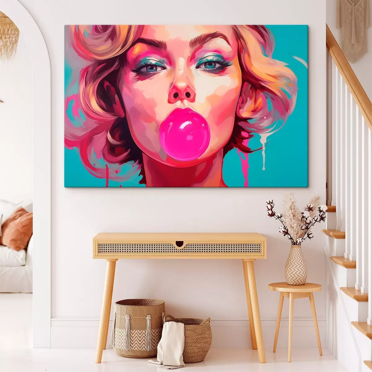  Schilderijen Meisje met roze kauwgom s45321