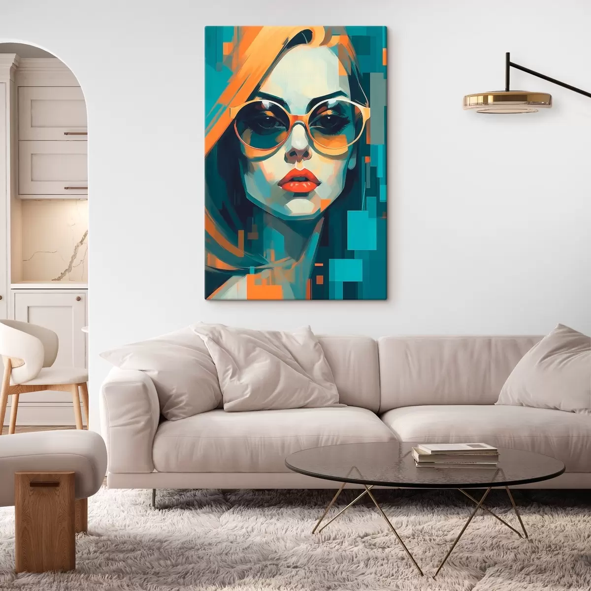  Peintures Femme portant des lunettes de soleil dans un style pop art numérique s45327