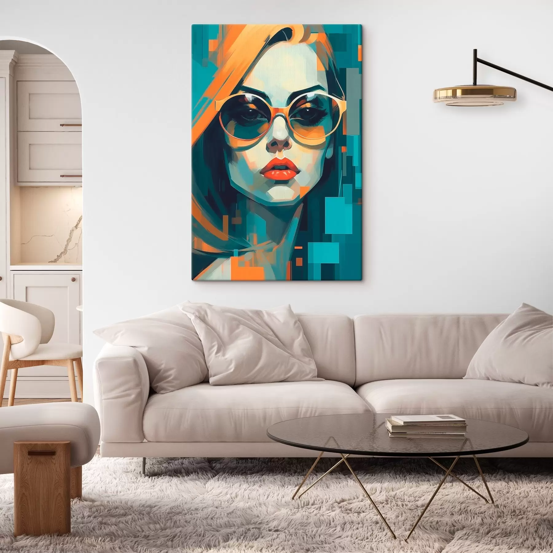  Peintures Femme portant des lunettes de soleil dans un style pop art numérique s45327