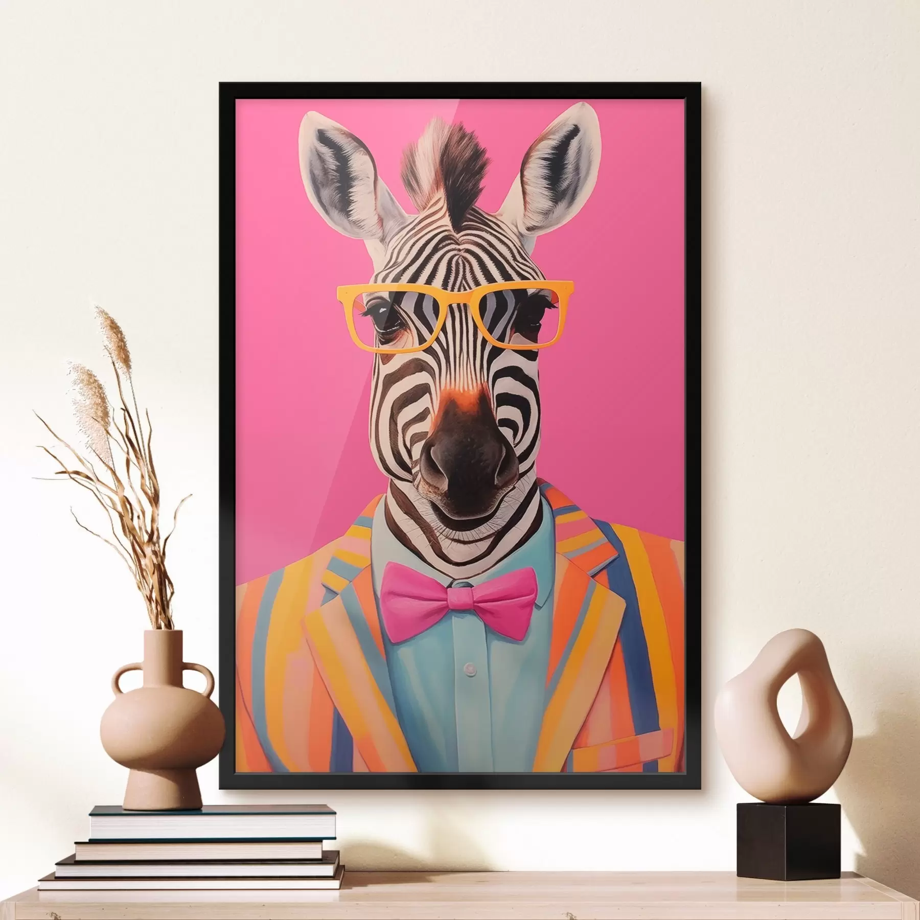 Fotobehang Zebra in pak en bril f45307