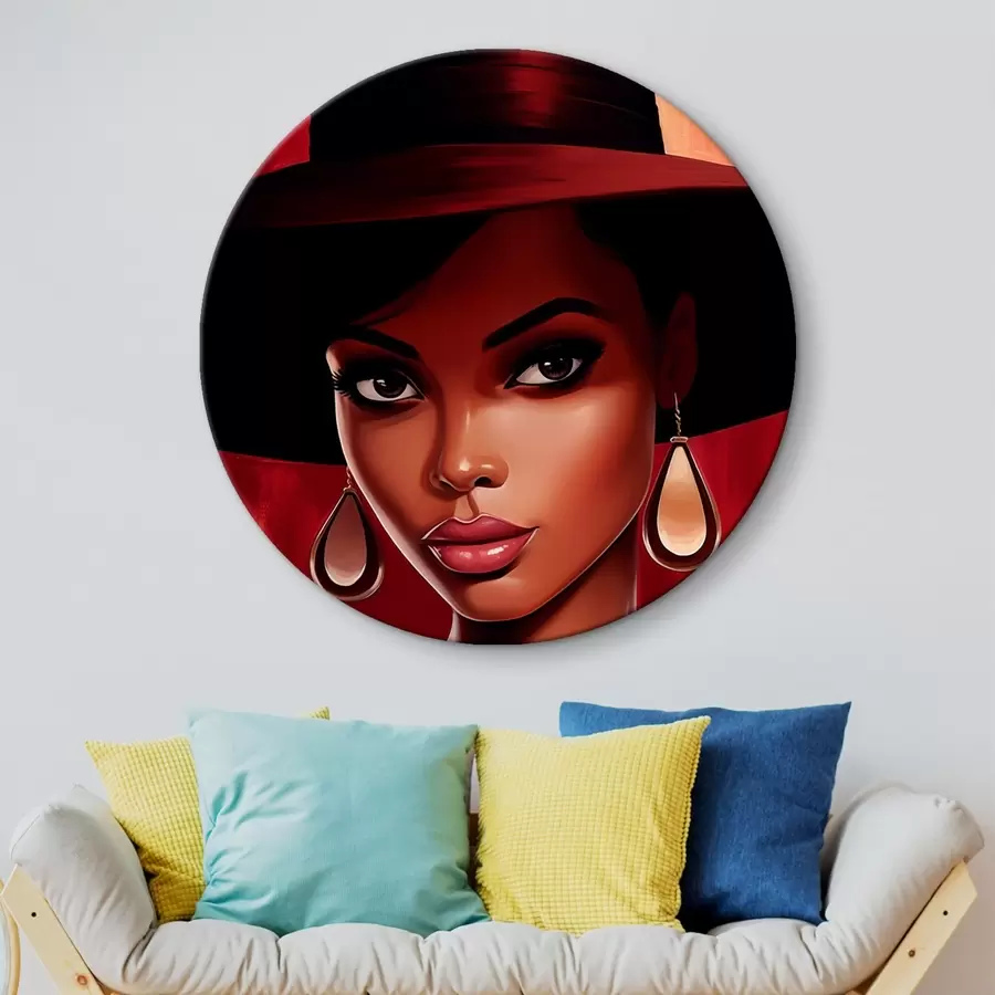  Schilderijen Vrouw met hoed en oorbellen r45322