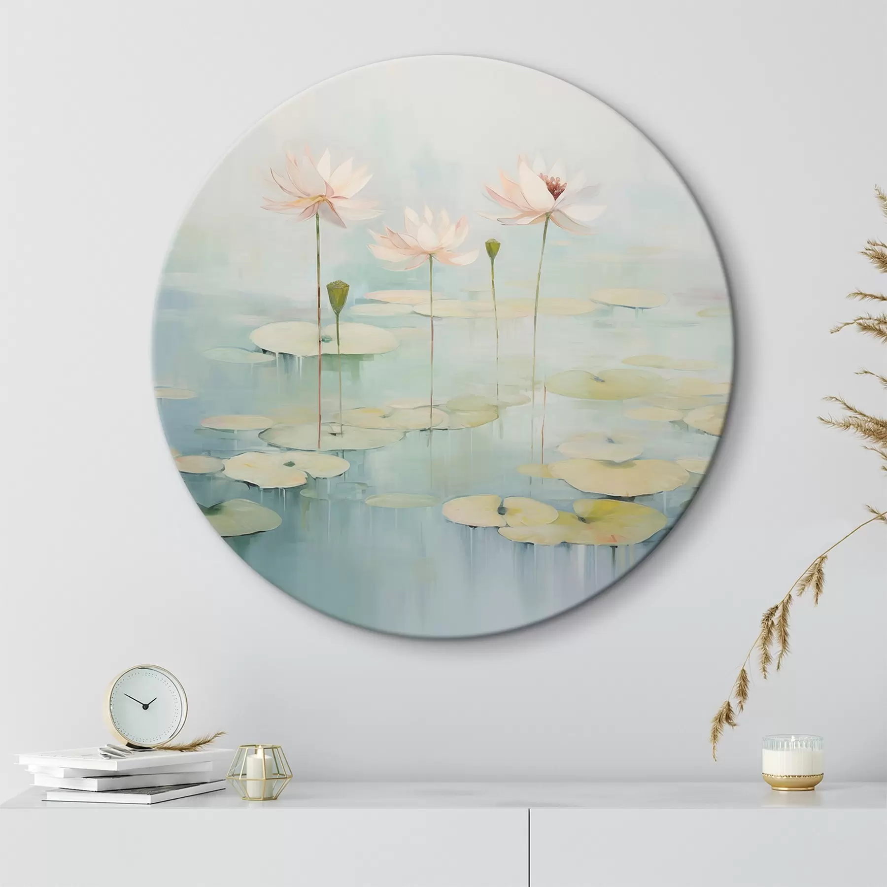  Peintures Feuilles de lotus et fleurs sur l'étang r45350