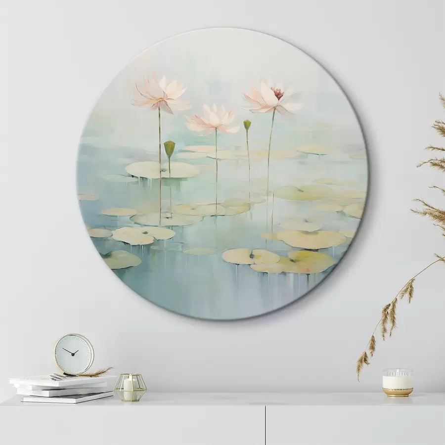  Schilderijen Lotusbladeren en bloemen op de vijver r45350