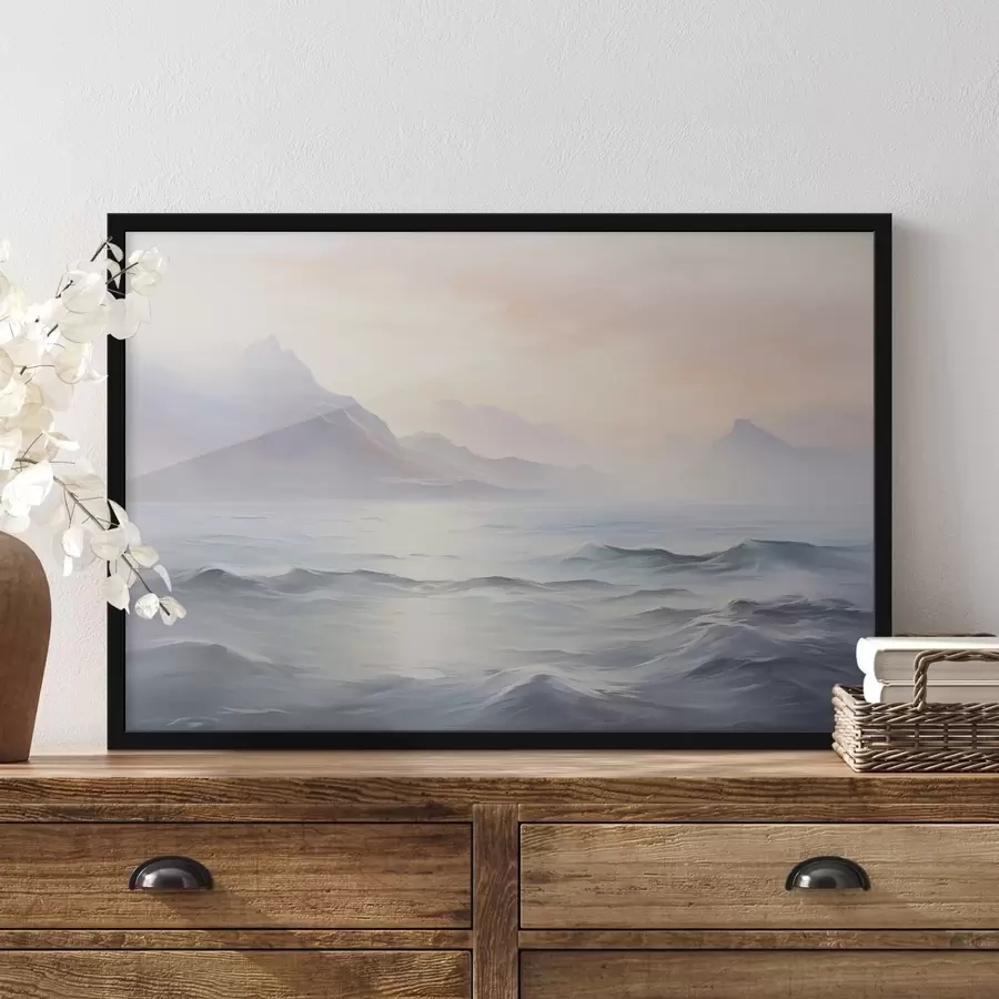 Papier peint photo Lac près des montagnes imitation de peinture f45344