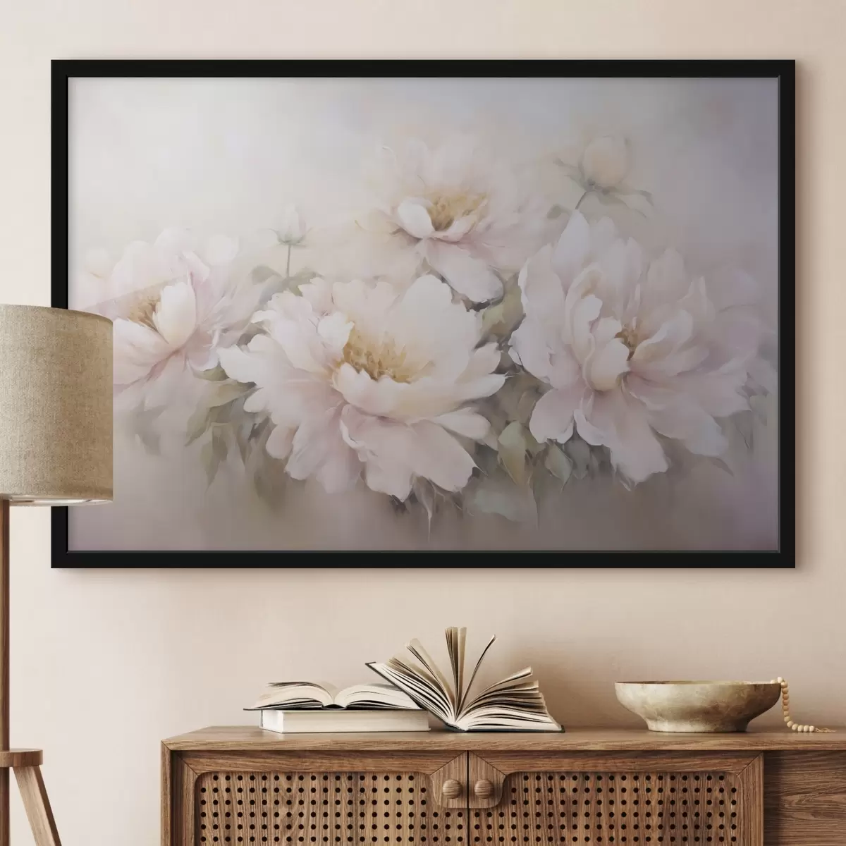Affiche Peinture imitation pivoines f45345