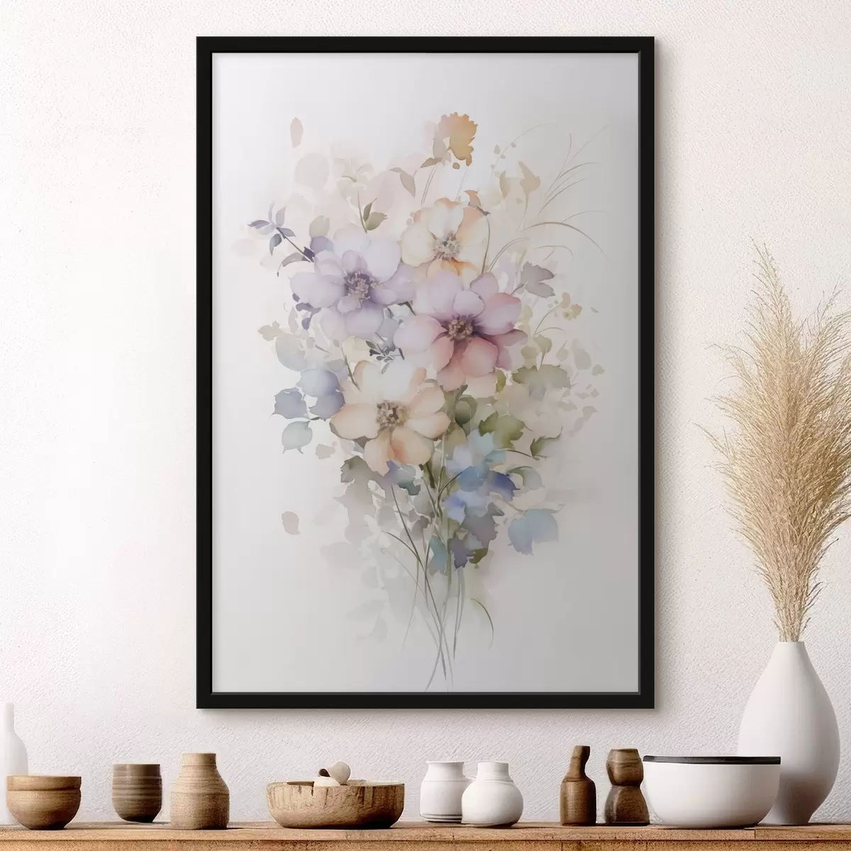 Poster Bloemen imitatie van aquarel f45354