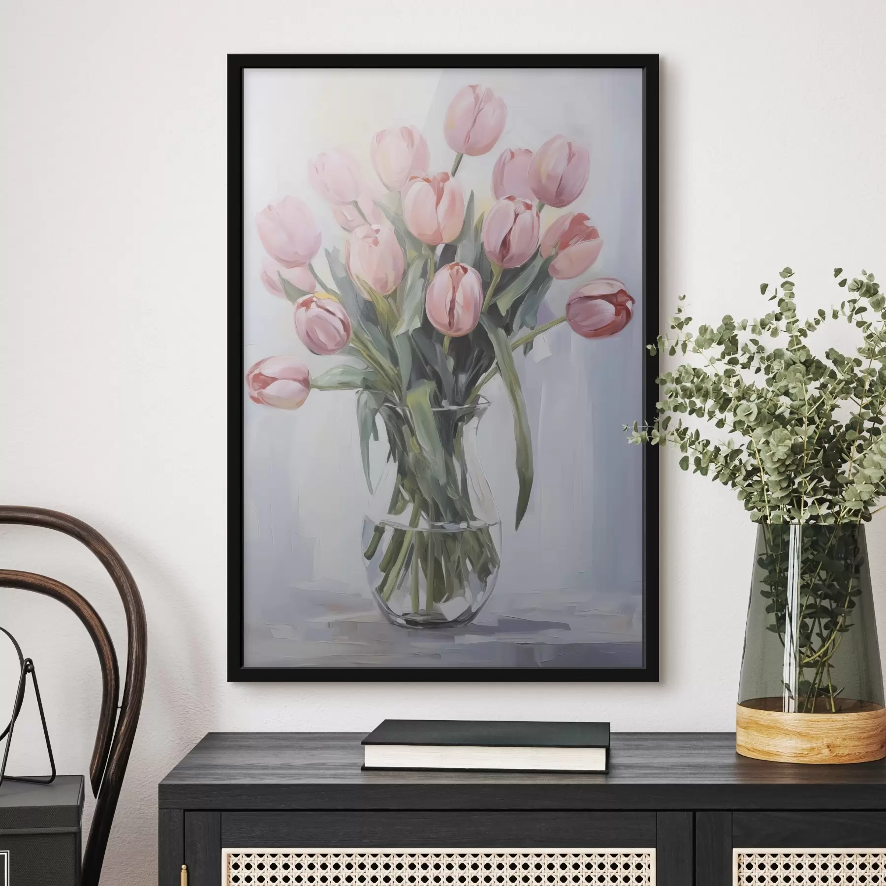 Fotobehang Tulpen in een vaas f45355