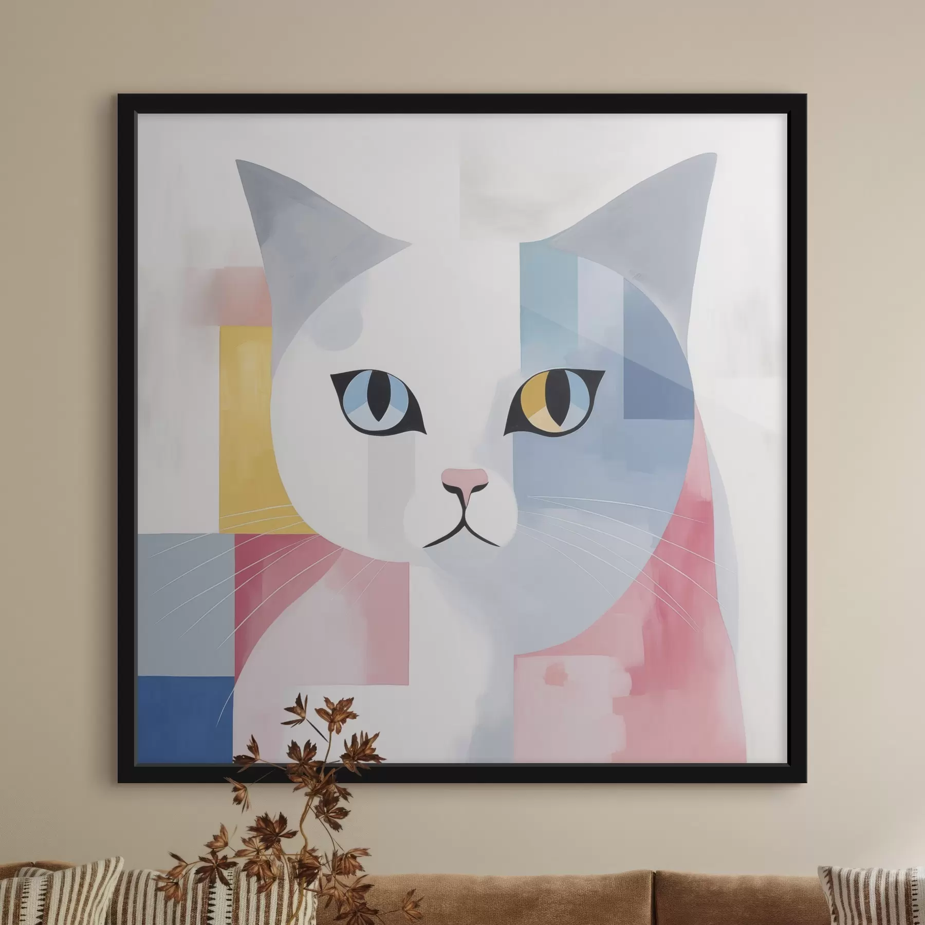Fotobehang Abstract portret van een kat f45358