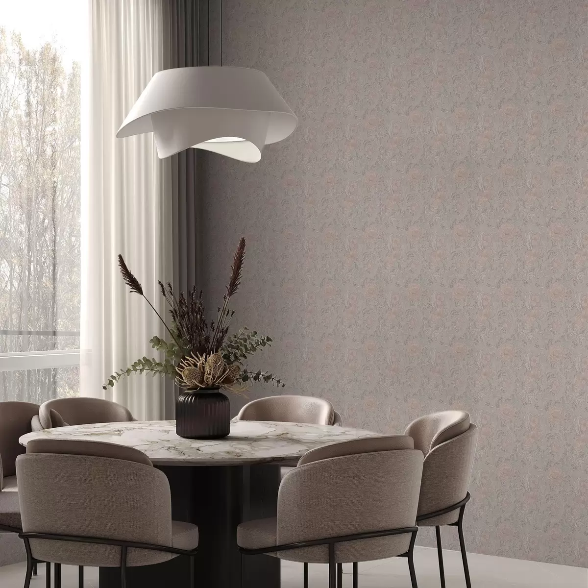 Behang Zachte pastel bloemen in art nouveau stijl a00394