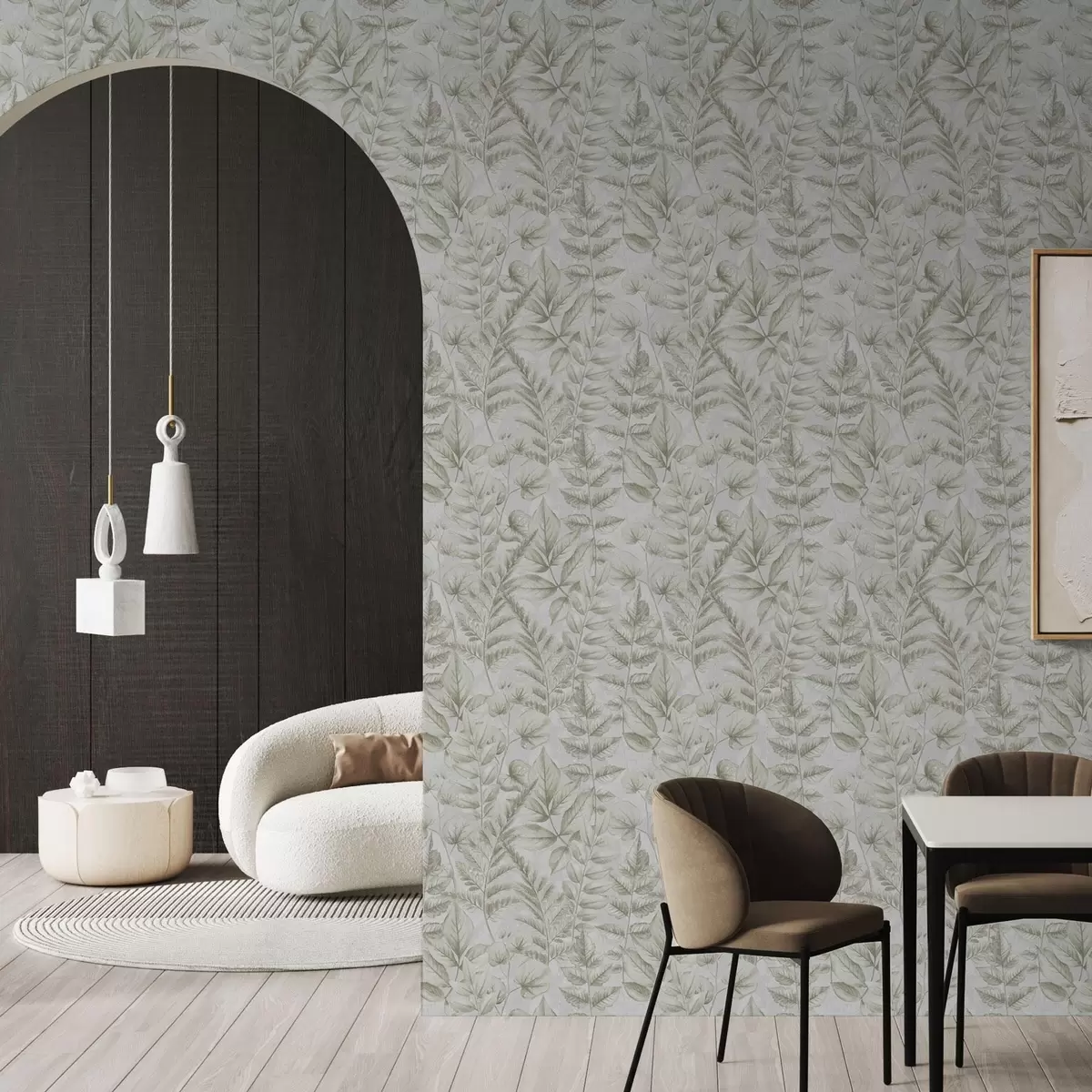 Papier peint Feuilles douces et pastel dans un style botanique aquarelle a00437