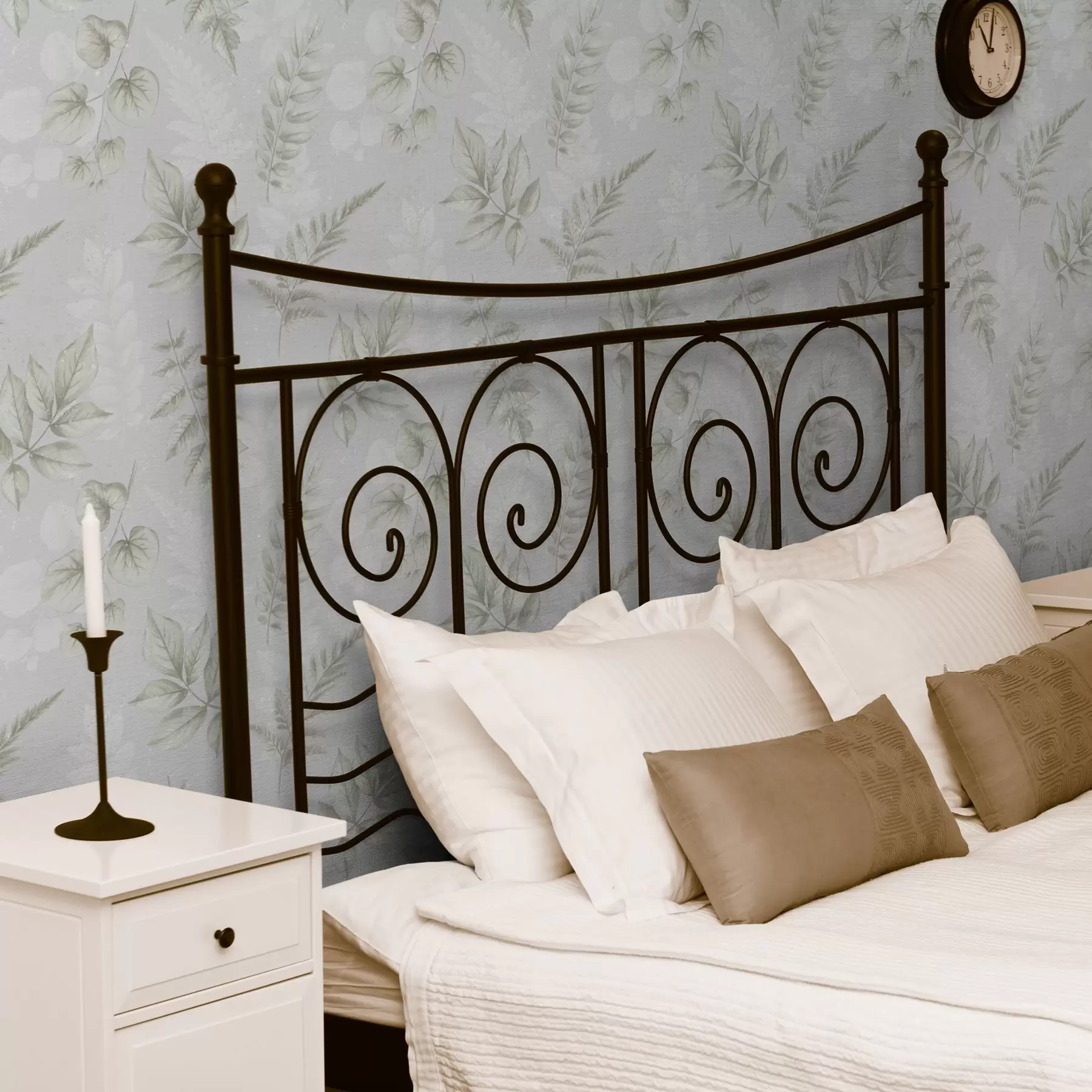 Papier peint photo Feuilles d'aquarelle légères avec effet d'éclaboussure sur fond gris a00446