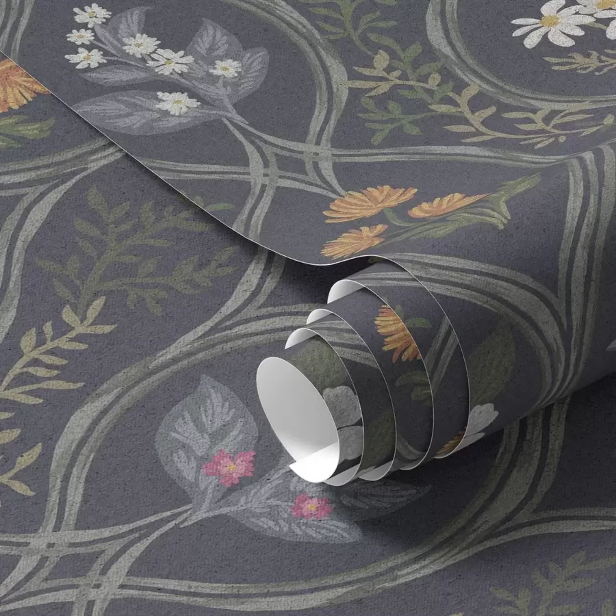 Papier peint photo Cadre vintage foncé avec des fleurs de jardin colorées a00454