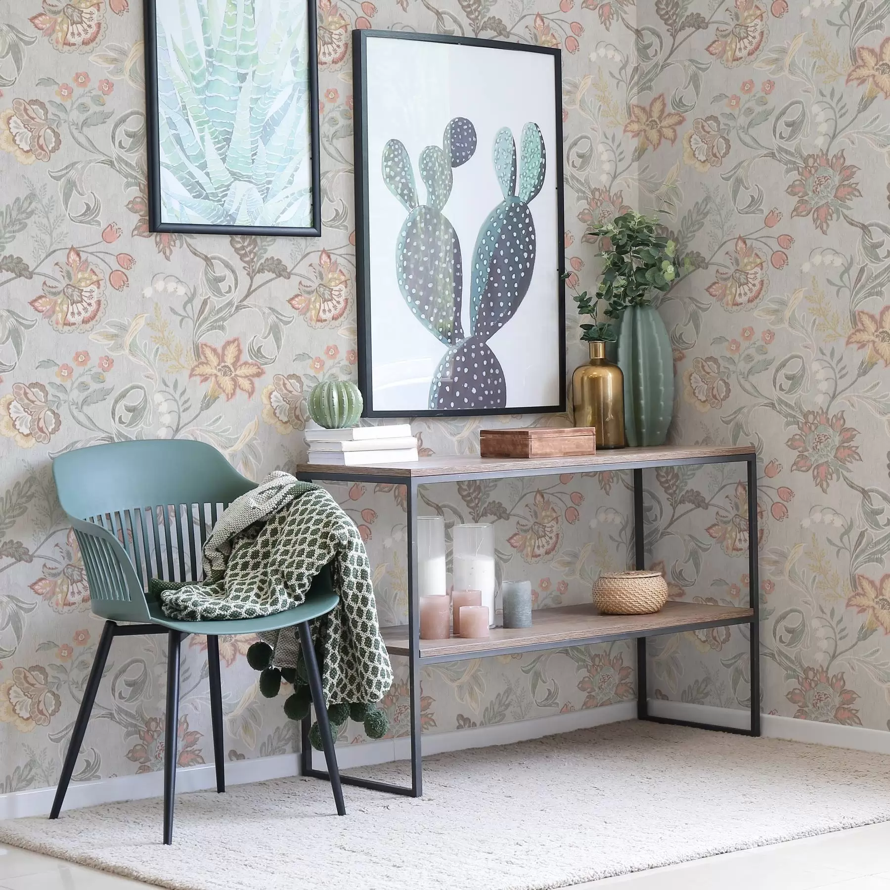 Fotobehang Vintage pastel bloemen op een grijze achtergrond a00459