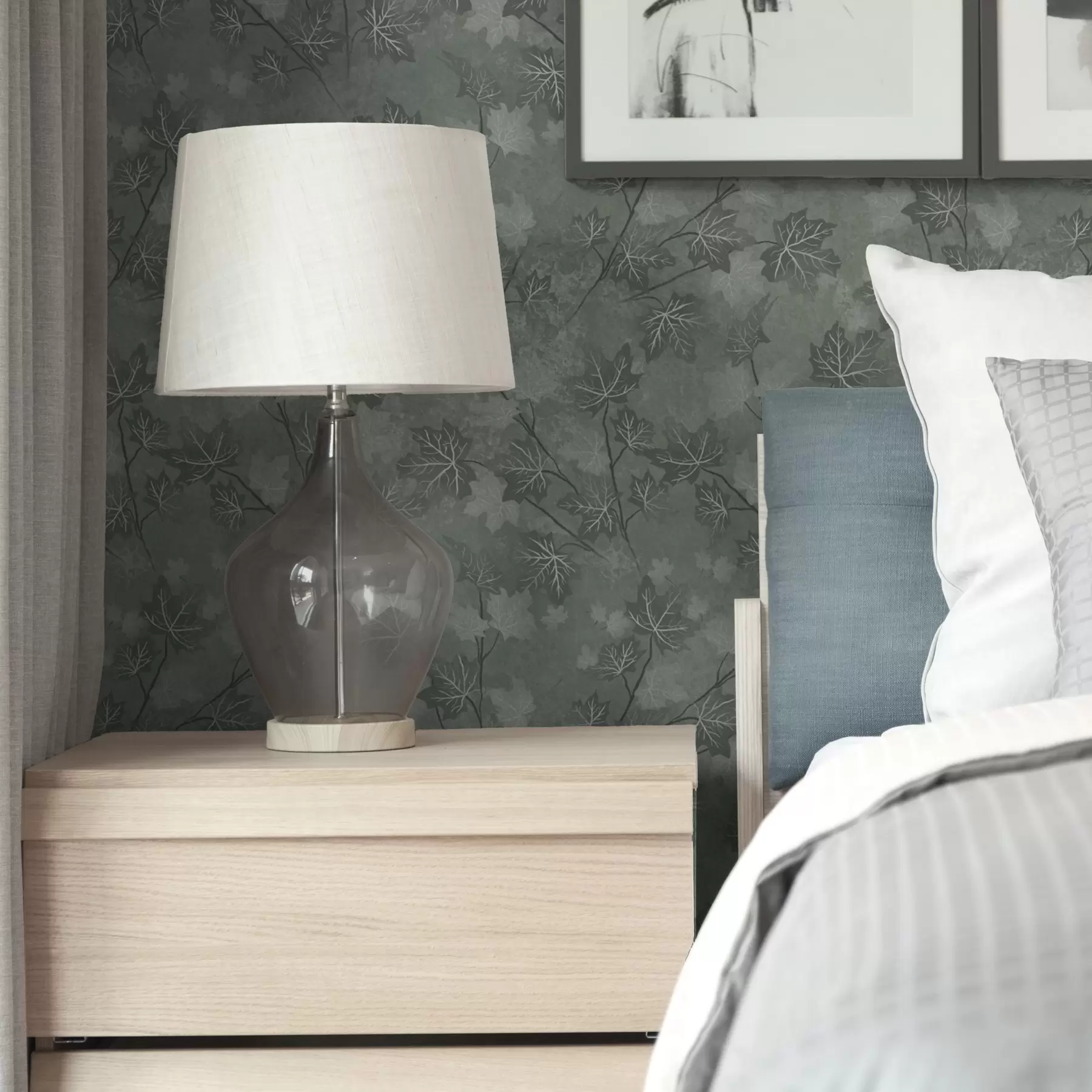 Papier peint photo Feuilles d'érable mates dans des tons verts doux a00464