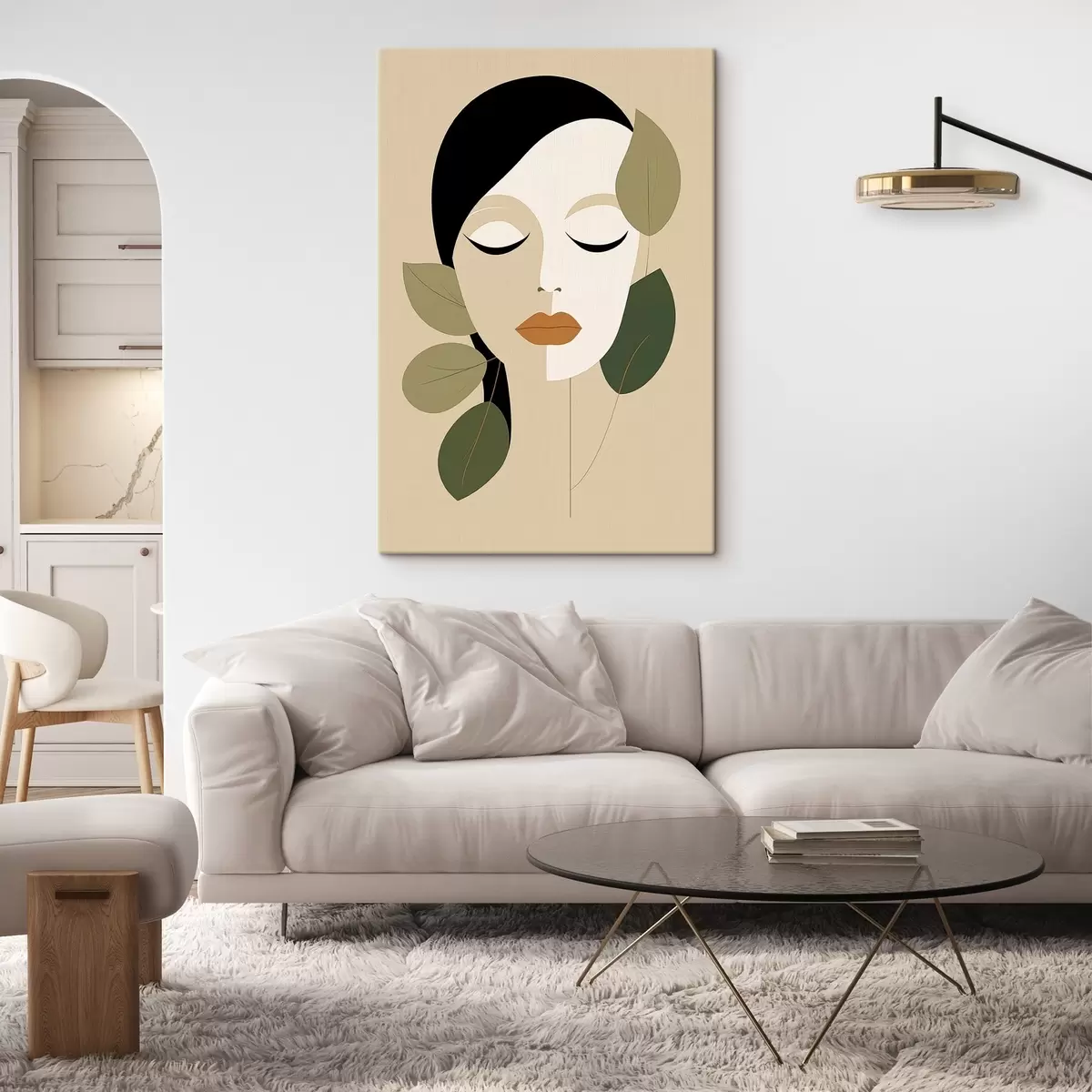  Peintures Fille avec des feuilles s45389