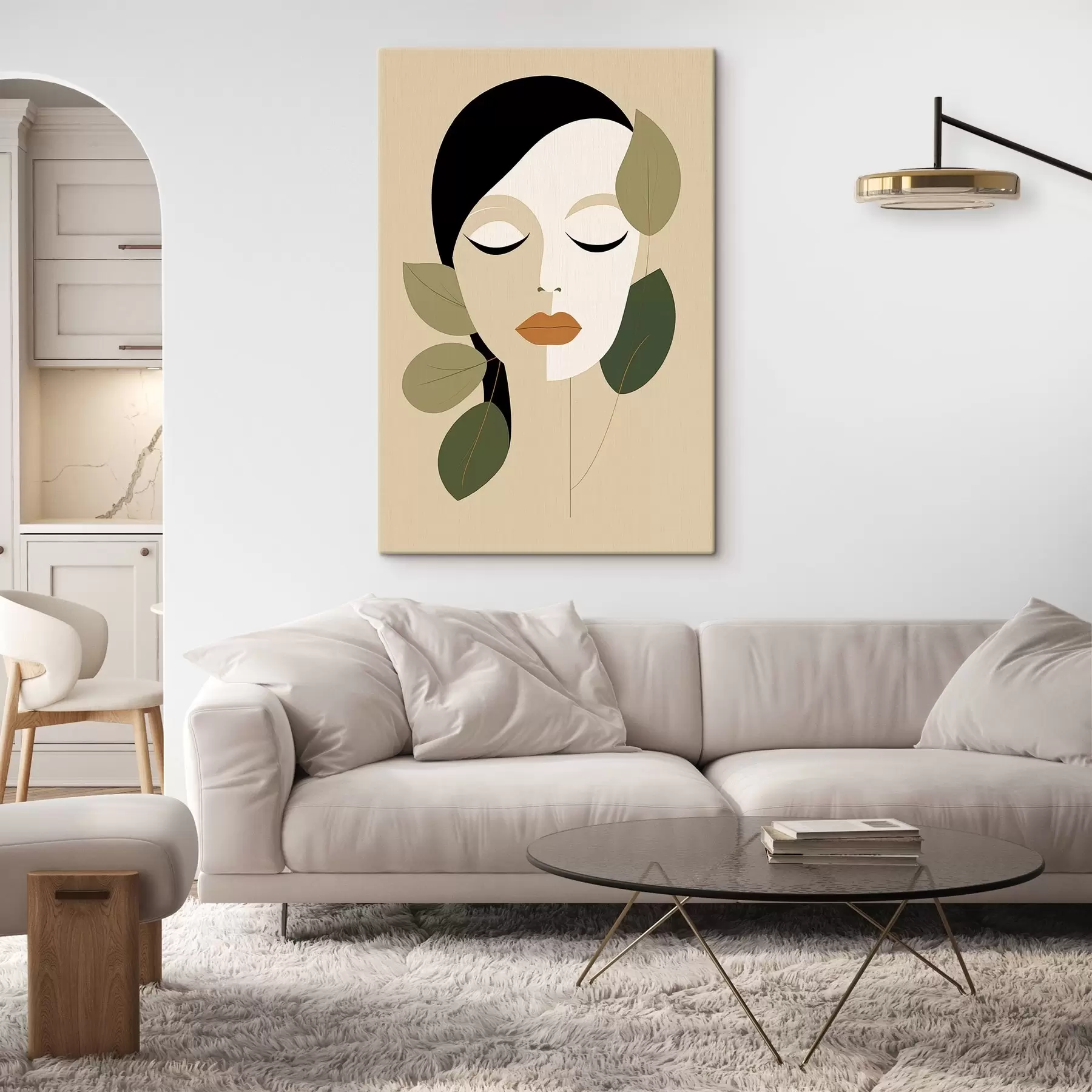  Peintures Fille avec des feuilles s45389