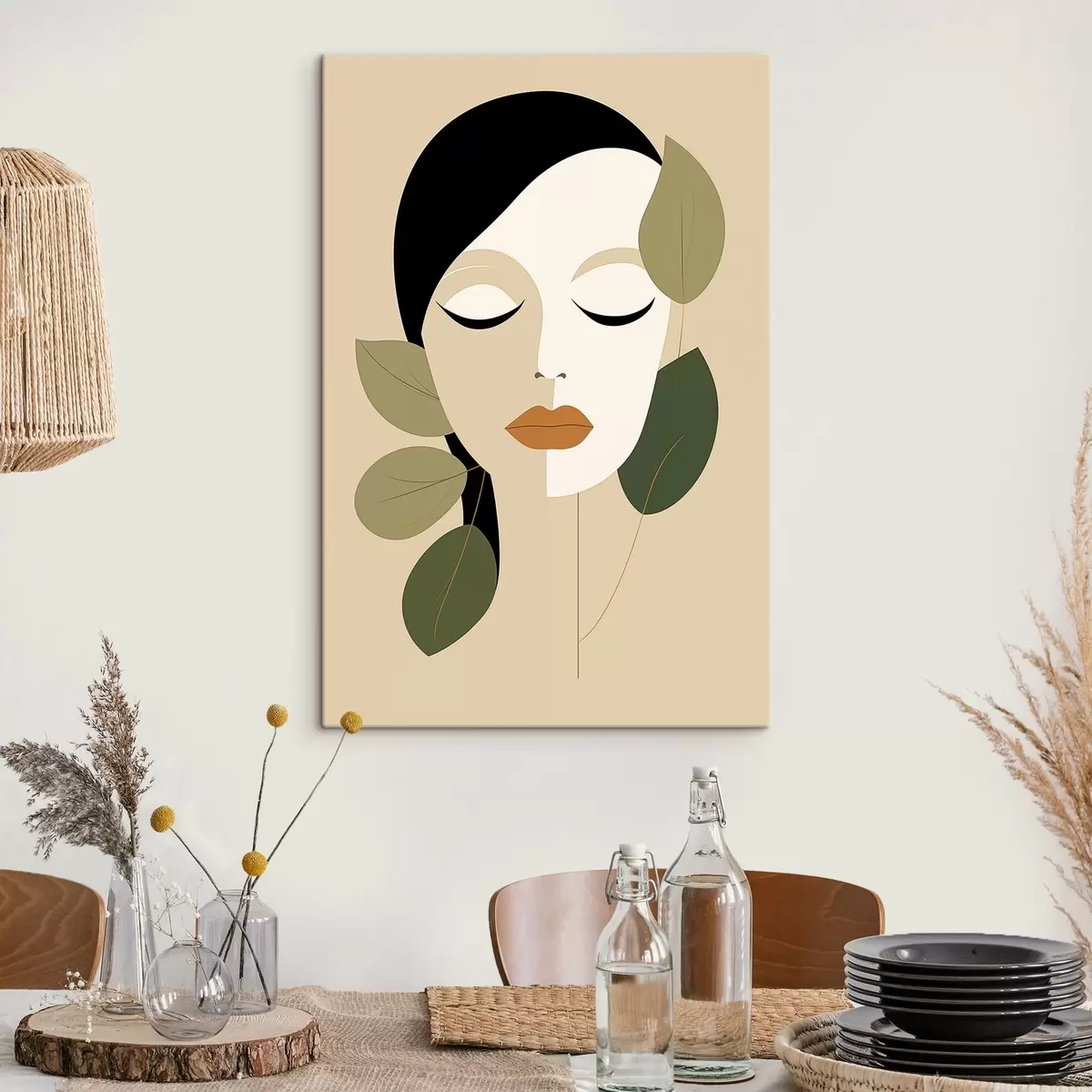  Schilderijen Meisje met bladeren s45389