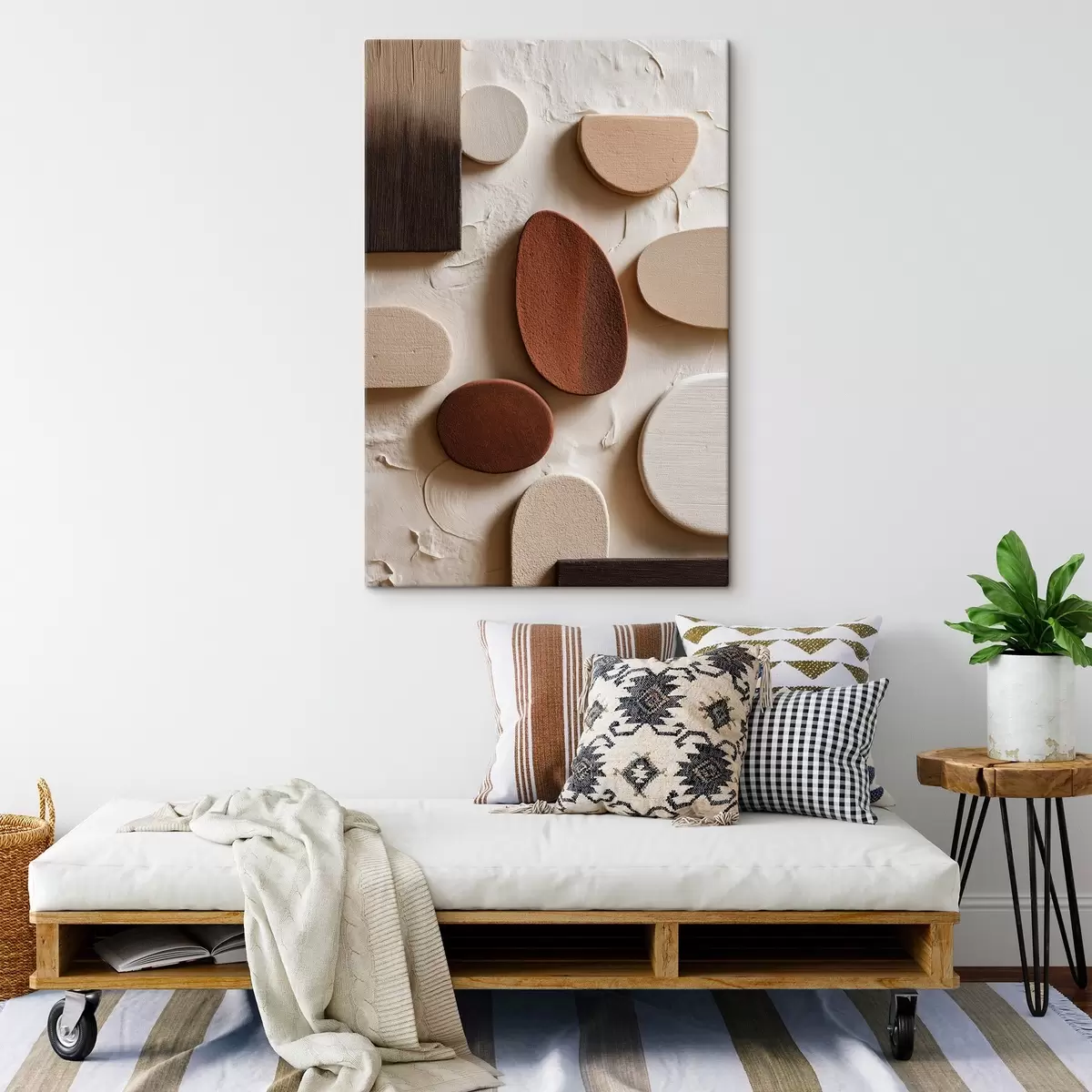  Peintures Composition abstraite avec des formes géométriques tridimensionnelles sur un fond en relief s45409